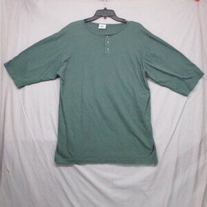 Virginia Mills Cotton Half Sleeve Henley T-Shirt Green Women Size | M